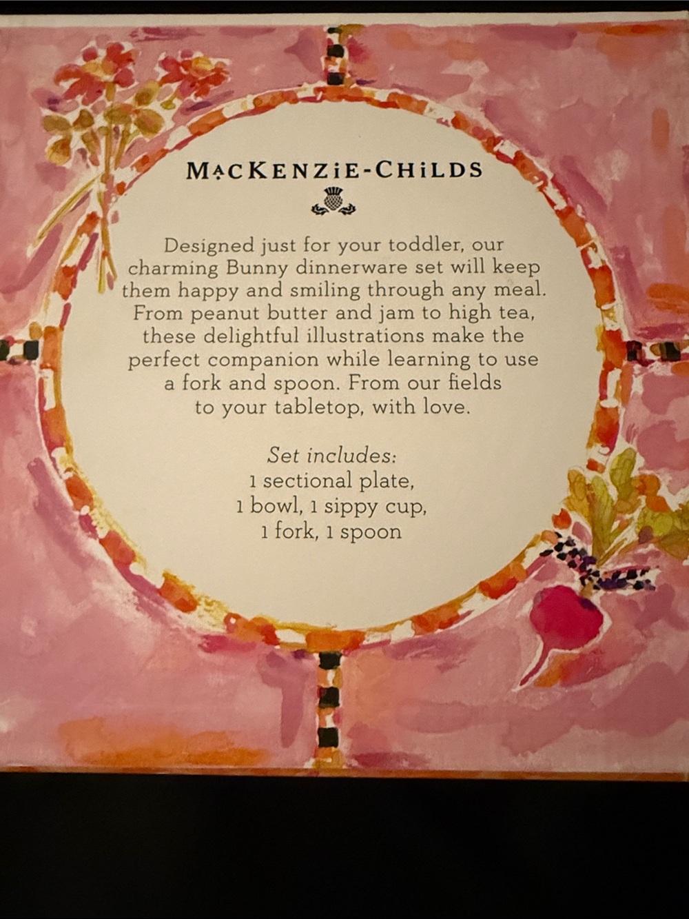 NWOT Mackenzie Childs Bunny Dinnerware set for kids - Picture 5 of 6